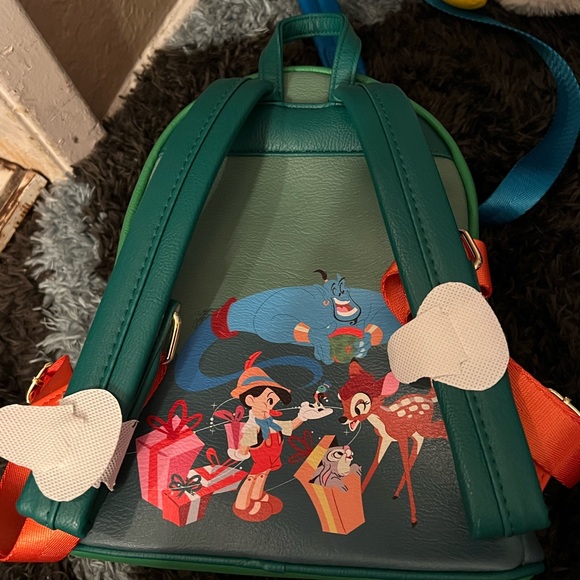 Disney Green and Red Christmas Backpack with Reindeer and Elves